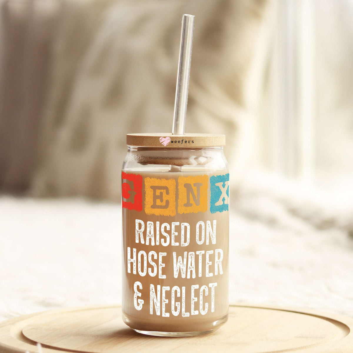 GENX Raised on Hose Water and Neglect 16oz Libbey Glass Can UV DTF or Sublimation Cup Wrap - Decal Transfer Weefers