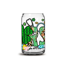 Load image into Gallery viewer, St Patrick&#39;s Day - Nurse Shamrocks Libbey Glass Can Wrap UV-DTF Sublimation Transfers
