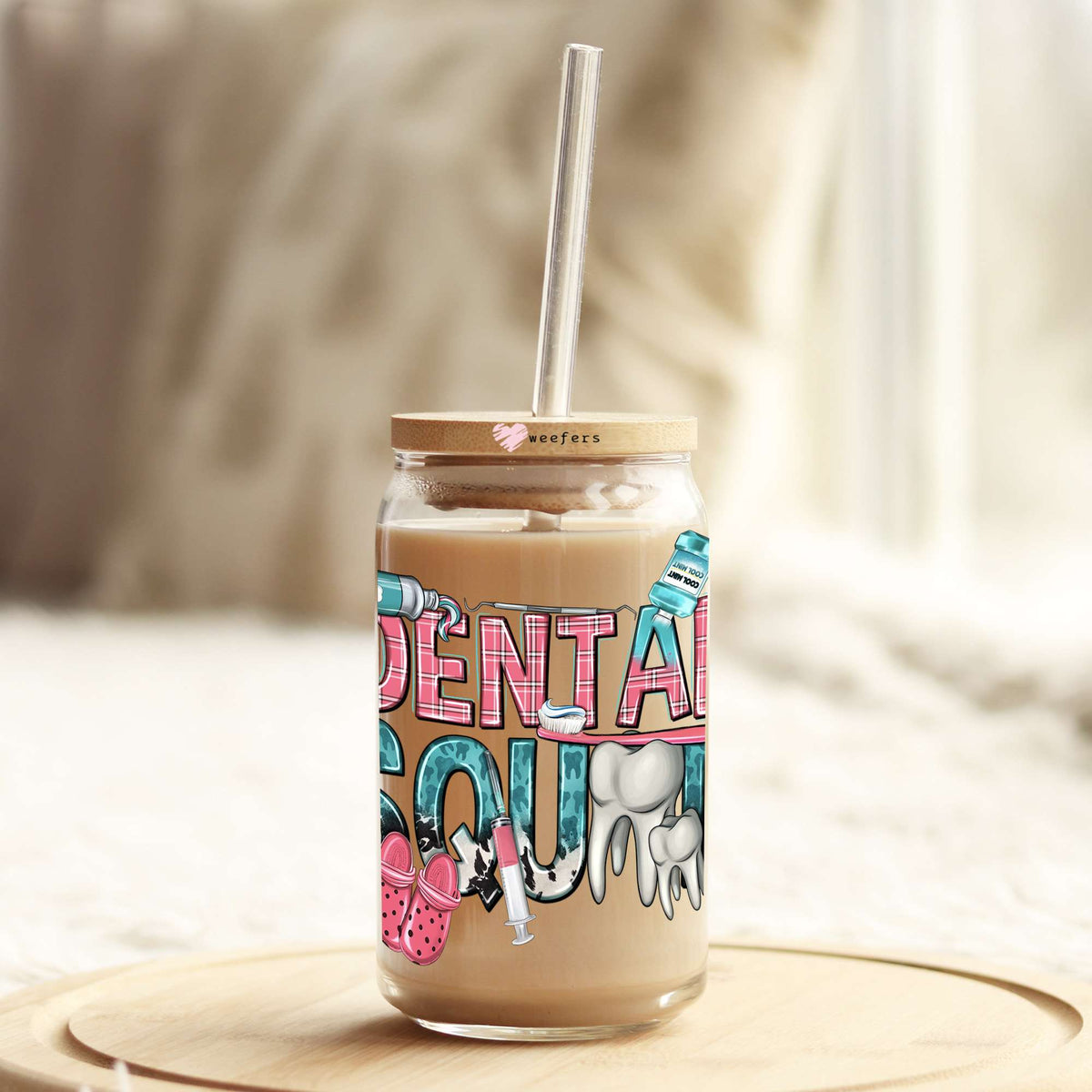 Dental Squad 16oz Libbey Glass Can UV DTF or Sublimation Wrap - Decal Weefers