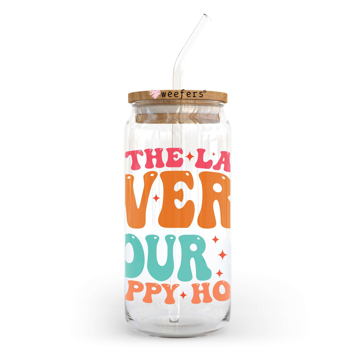 At the Lake Every Hour is Happy Hour 20oz Libbey Glass Can UV DTF or Sublimation Wrap - Decal Transfer Weefers