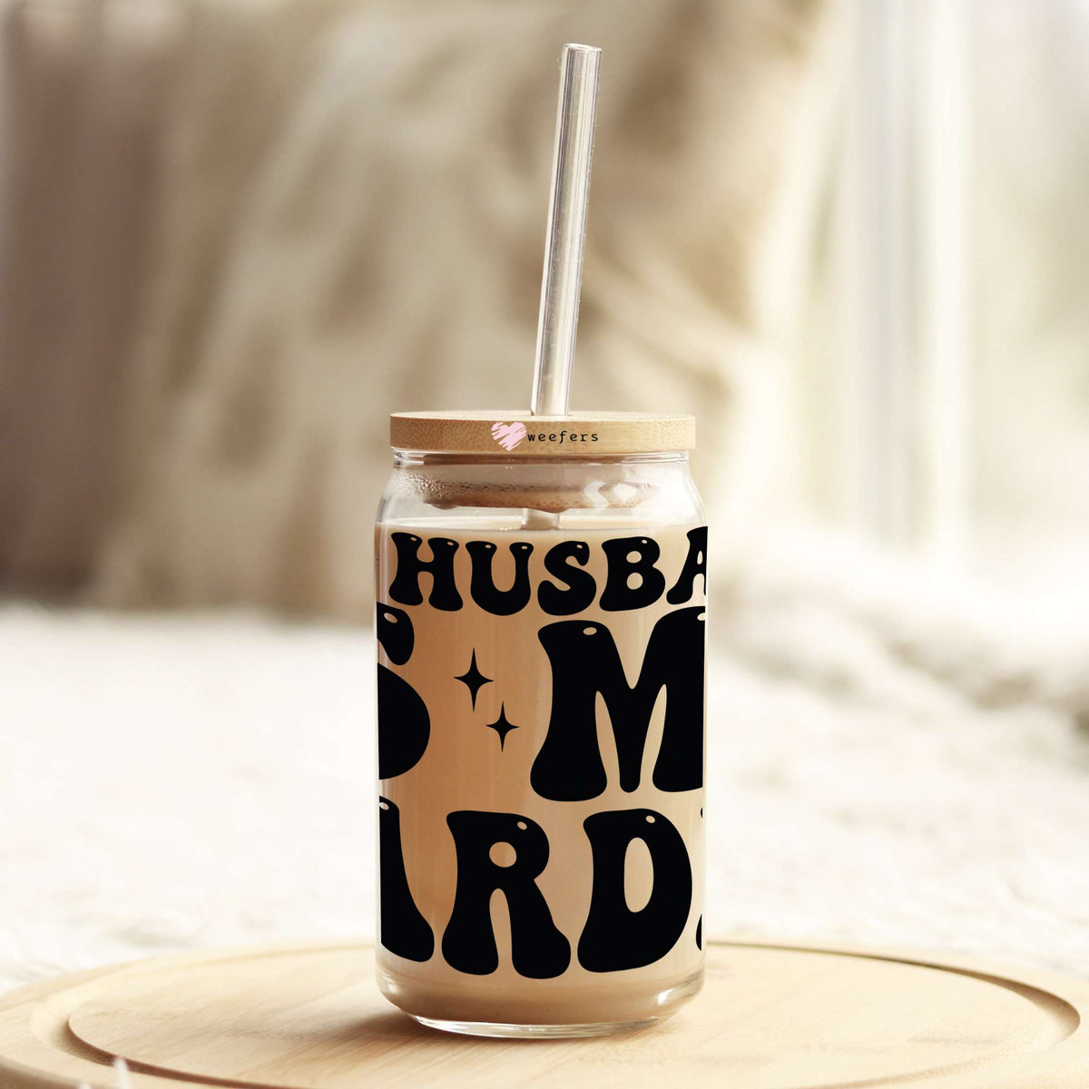 My Husband is My Cardio 16oz Libbey Glass Can UV DTF or Sublimation Cup Wrap - Decal Transfer Weefers