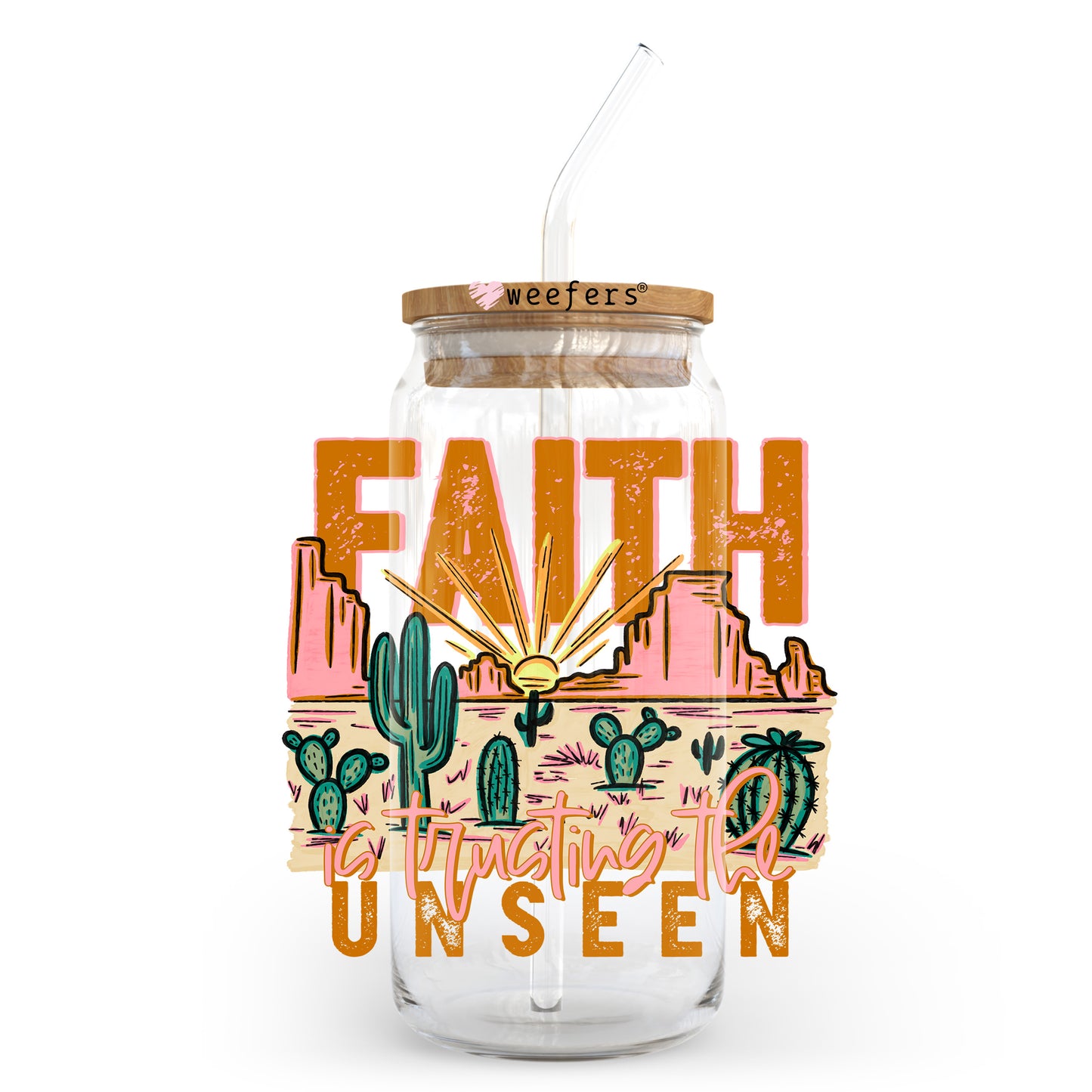 Faith Unseen 20oz Libbey Glass Can UV DTF or Sublimation Wrap - Decal Transfer Weefers