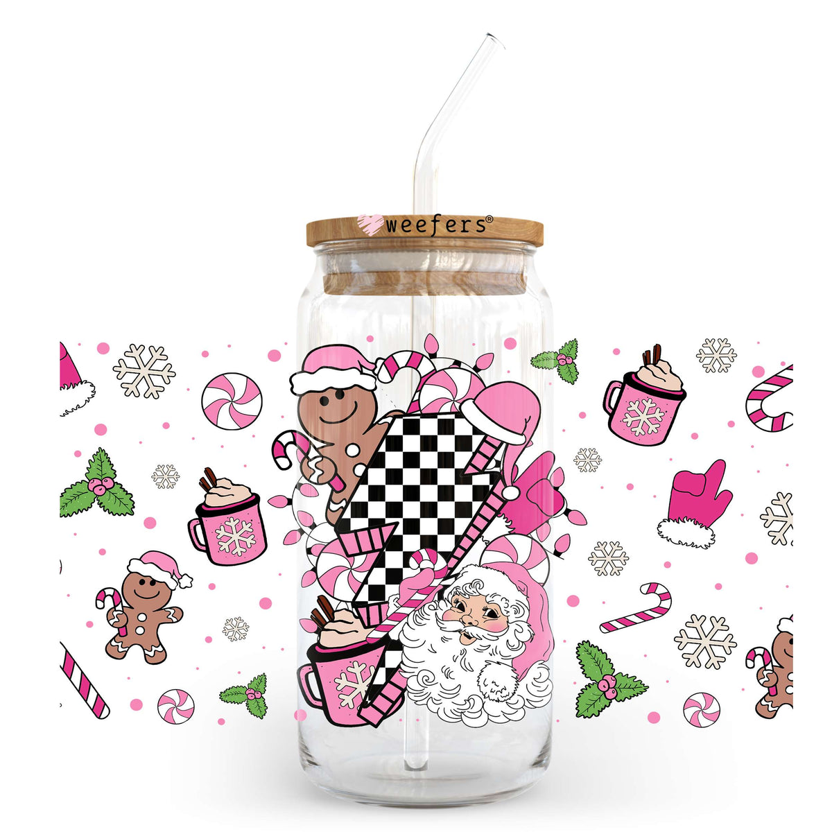 Pink Favorite Christmas Things 20oz Libbey Glass Can, 34oz Hip Sip, 40oz Tumbler UV DTF or Sublimation Decal Transfer Weefers