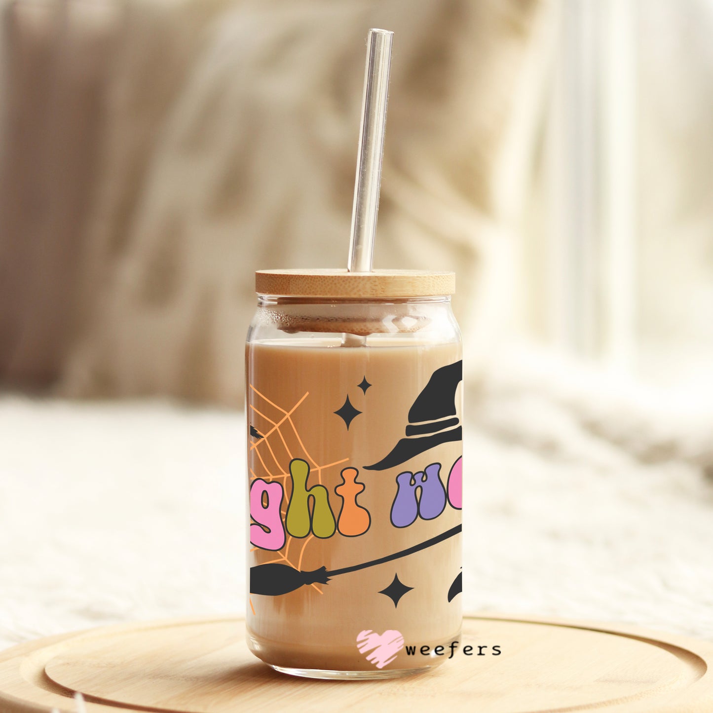 Tonight We Fly Witch 16oz Libbey Glass Can UV DTF or Sublimation Wrap - Decal Weefers