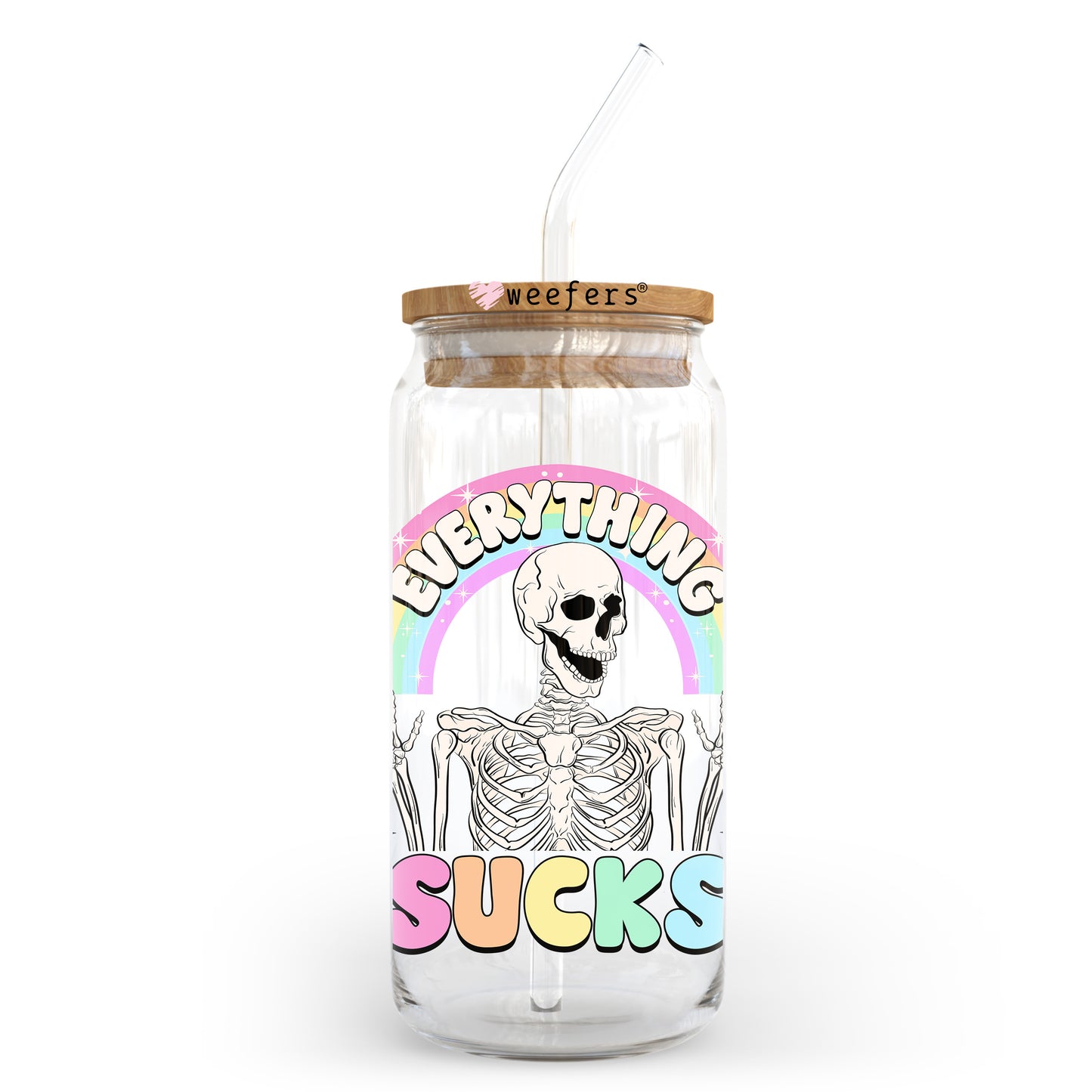 Everything Sucks 20oz Libbey Glass Can, 34oz Hip Sip, 40oz Tumbler, 24oz Cold Cup UV DTF or Sublimation Decal Transfer Weefers