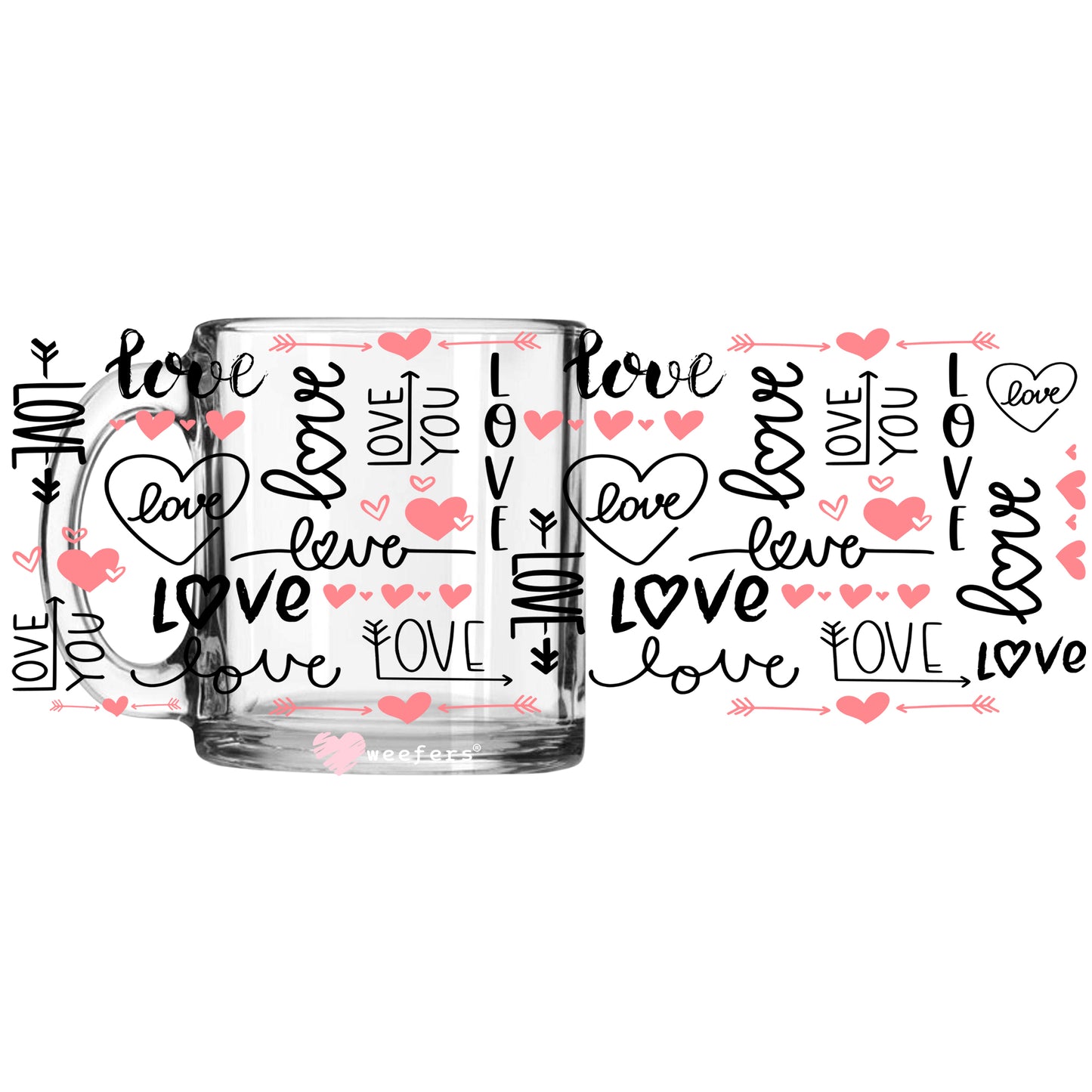 Love Arrows Valentine's Day 11oz Coffee Mug UV DTF or Sublimation Wrap - Decal Weefers