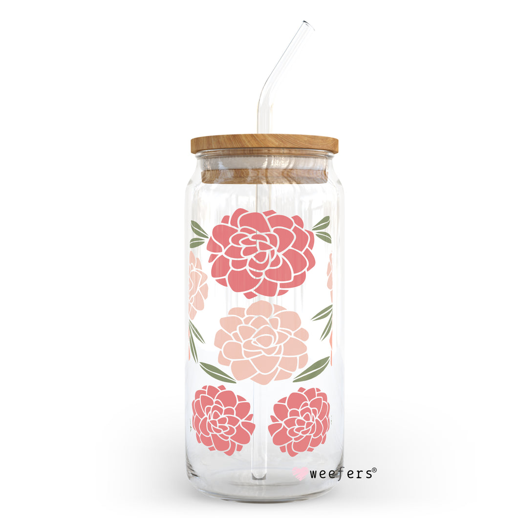 Peonies Floral 20oz Libbey Glass Can, 34oz Hip Sip, 40oz Tumbler UVDTF or Sublimation Decal Transfer