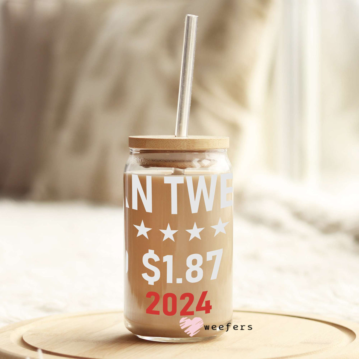 Mean Tweets and 1.87 Gas 2024 16oz Libbey Glass Can UV DTF or Sublimation Wrap - Decal Weefers