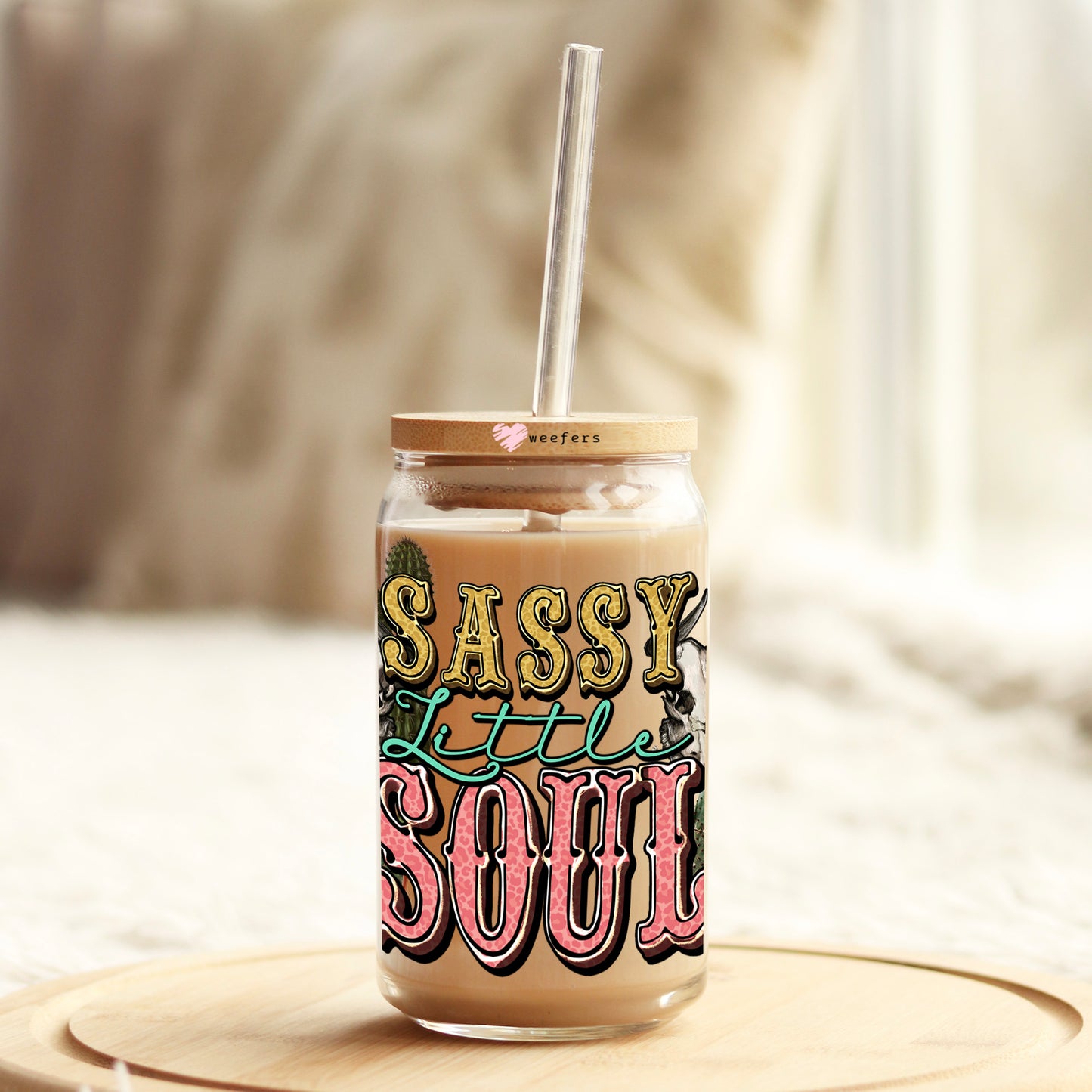 Sassy Soul Western 16oz Libbey Glass Can UV DTF or Sublimation Cup Wrap - Decal Transfer Weefers