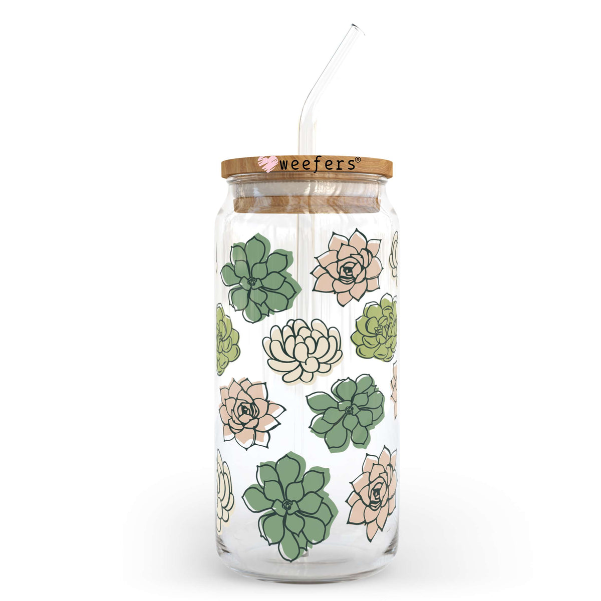 Succulent 20oz Libbey Glass Can, 34oz Hip Sip, 40oz Tumbler UV DTF or Sublimation Decal Transfer Weefers