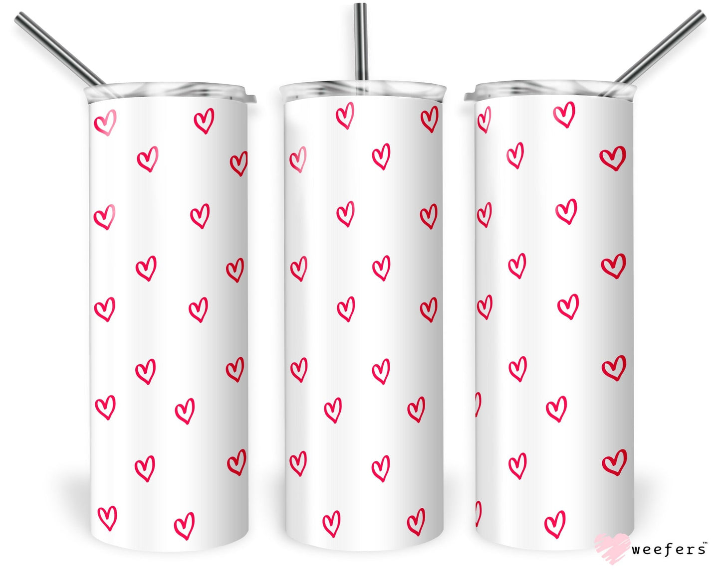 20oz Skinny Tumbler - Valentine's Day Red Hearts Weefers