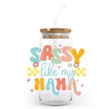Load image into Gallery viewer, a glass jar with a straw in it that says sasy like my mama
