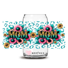 Load image into Gallery viewer, a glass jar with flowers and the words mom on it
