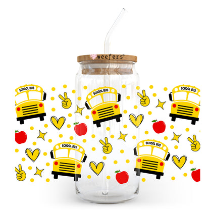 Bus Driver Peace Hearts 20oz Libbey Glass Can UV DTF or Sublimation Wrap Transfer - Weefers