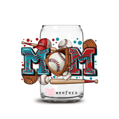 Baseball Mom 16oz Libbey Glass Can UV DTF or Sublimation Wrap - Decal Transfers - Weefers