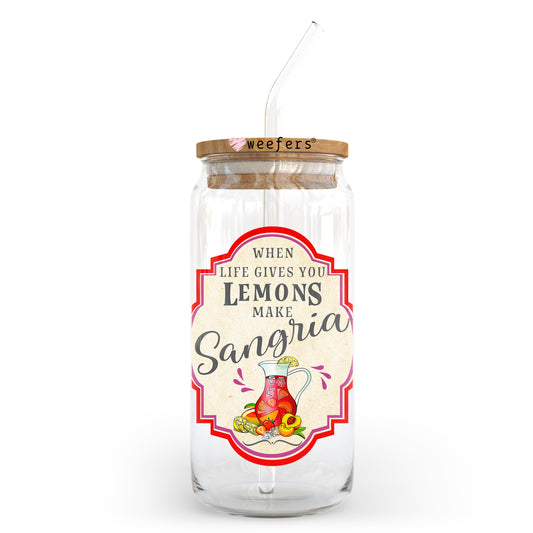 When Life Gives You Lemons Make Sangria 20oz Libbey Glass Can UV DTF or Sublimation Wrap - Decal - Weefers