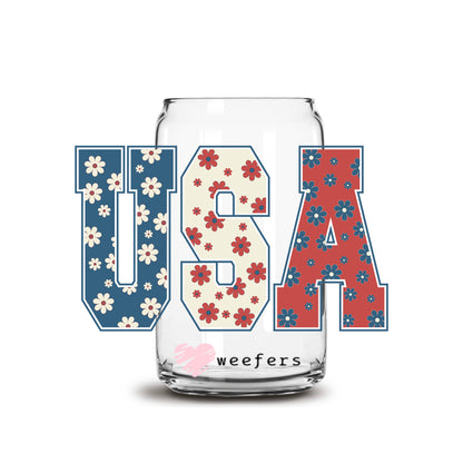 USA 4th of July 16oz Libbey Glass Can UV DTF or Sublimation Decal Transfer - Weefers