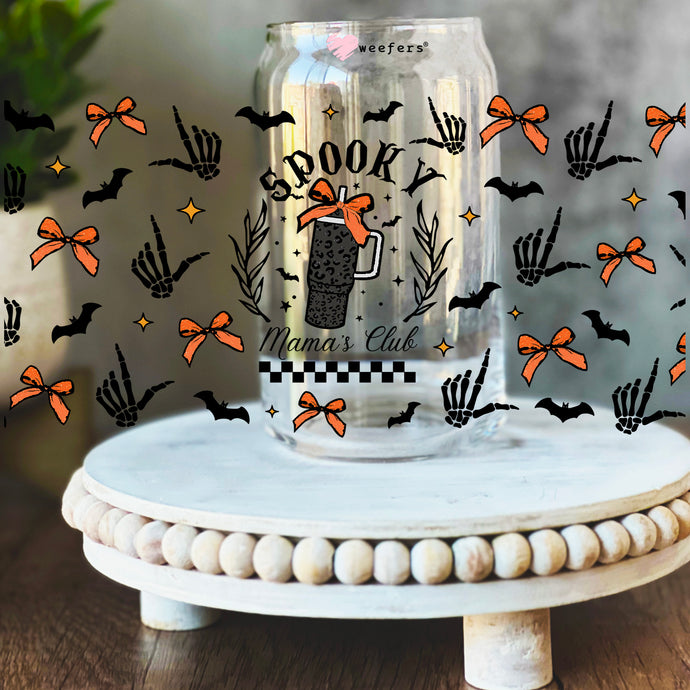 Spooky Mamas Club 16oz Libbey Glass Can UV DTF or Sublimation Wrap Decal Transfer - Weefers