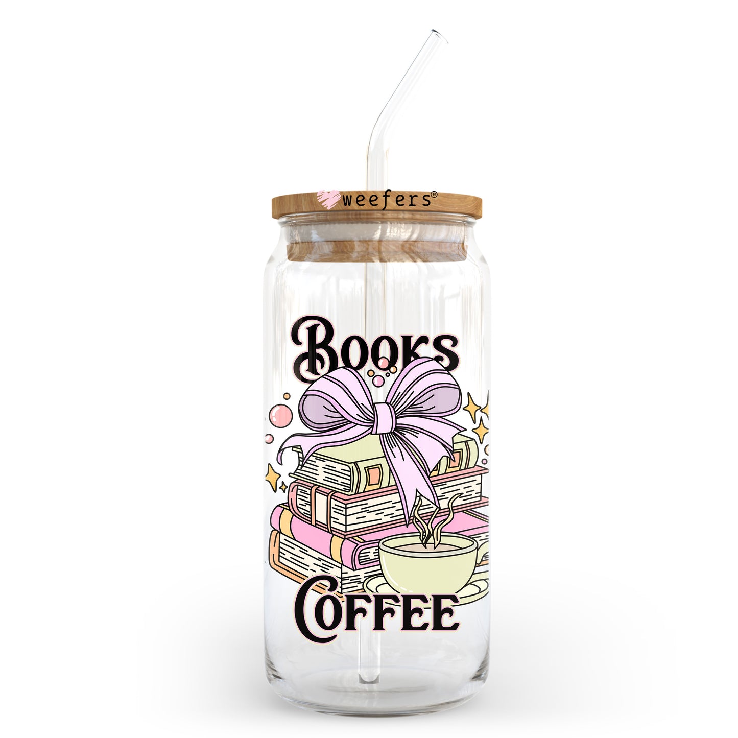 Books Coffee 20oz Libbey Glass Can, 34oz Hip Sip, 40oz Tumbler, 24oz Cold Cup UV DTF or Sublimation Decal Transfer - Weefers