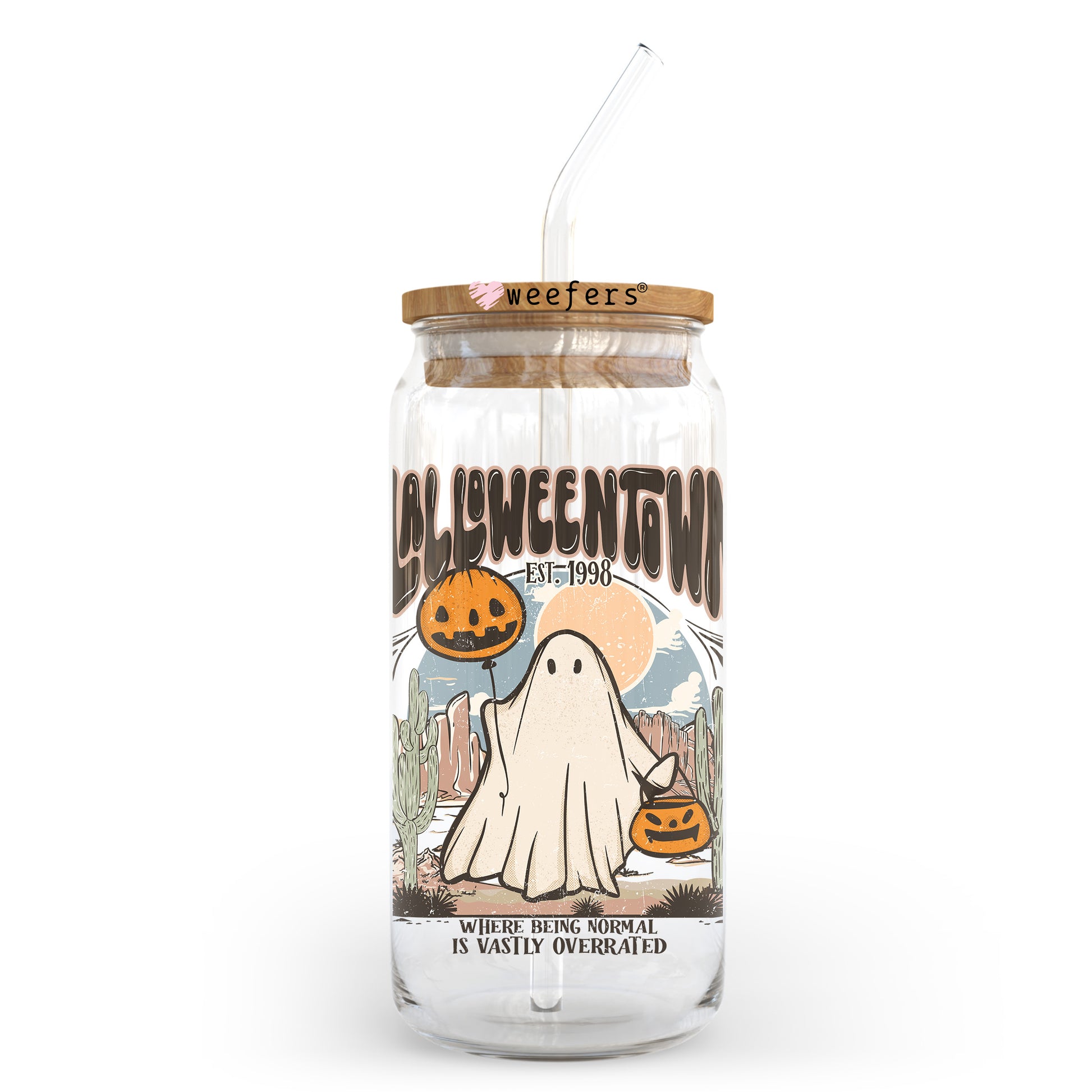 Halloweentown Where Being Normal Is Vastly Overrated 20oz Libbey Glass Can, 34oz Hip Sip, 40oz Tumbler, 24oz Cold Cup UV DTF or Sublimation Decal Transfer - Weefers