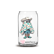 Load image into Gallery viewer, Cowgirl Ghost Teal 16oz Libbey Glass Can UV DTF Decal Transfer - Weefers
