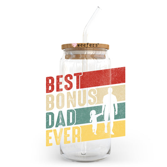 Best Bonus Dad Ever  20oz Libbey Glass Can, 34oz Hip Sip, 40oz Tumbler, 24oz Cold Cup UV DTF or Sublimation Decal Transfer - Weefers