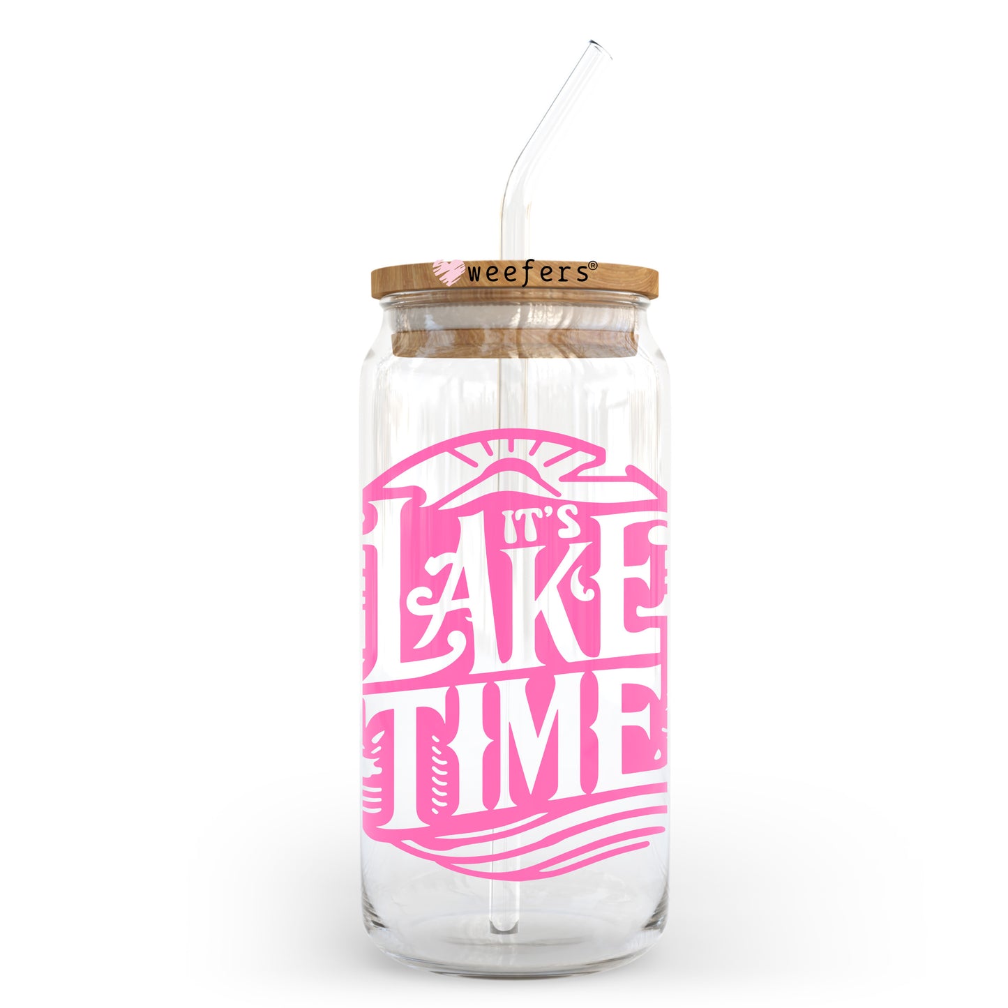 It's Lake Time Pink 20oz Libbey Glass Can, 34oz Hip Sip, 40oz Tumbler, 24oz Cold Cup UV DTF or Sublimation Decal Transfer - Weefers