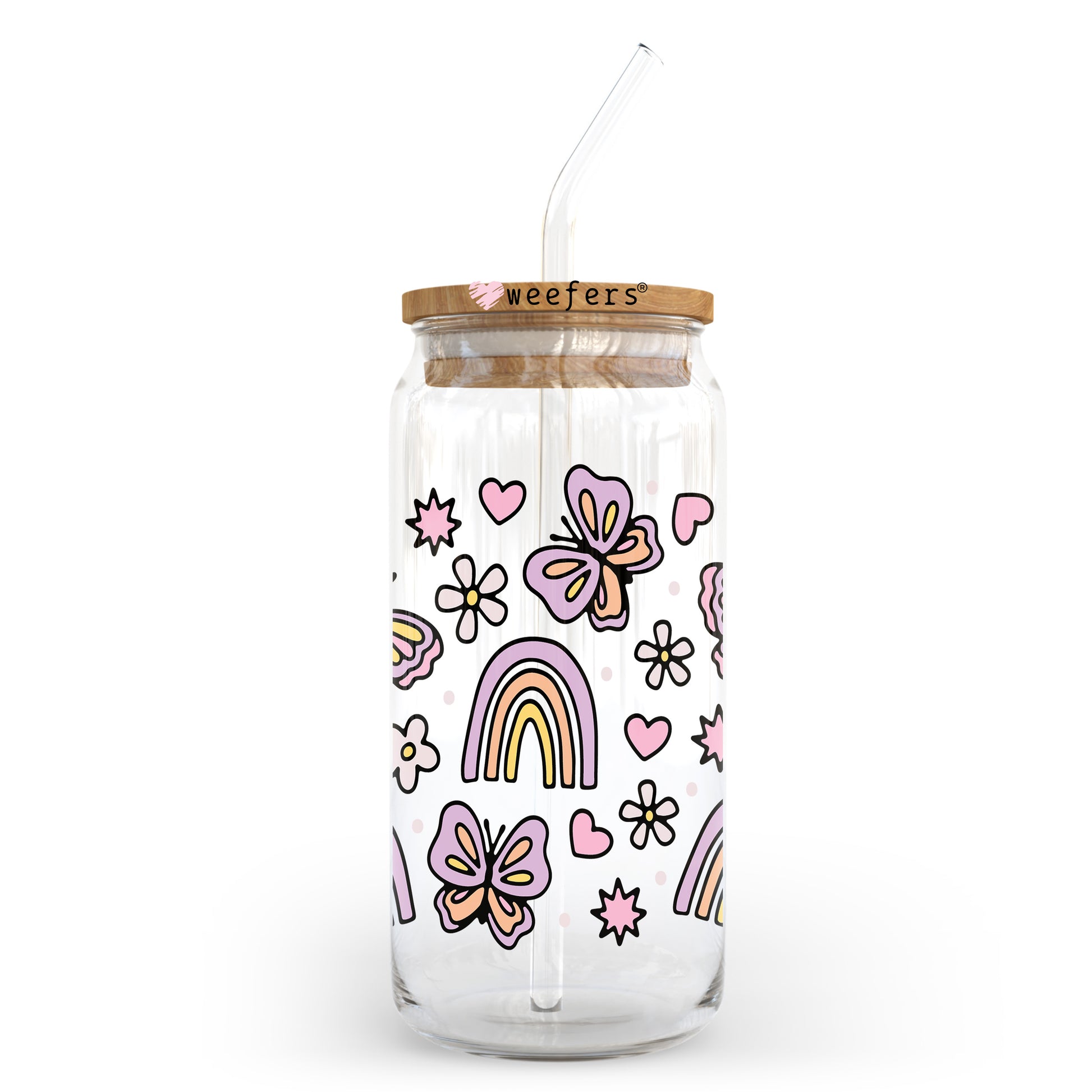 Butterflies And Rainbows 20oz Libbey Glass Can, 34oz Hip Sip, 40oz Tumbler, 24oz Cold Cup UV DTF or Sublimation Decal Transfer - Weefers