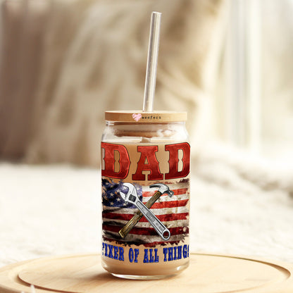 Dad Fixer of All Things 16oz Libbey Glass Can UV DTF or Sublimation Decal Transfer - Weefers