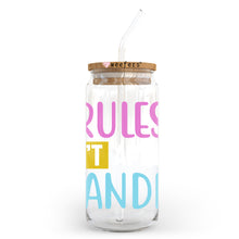 Load image into Gallery viewer, a glass jar with a straw in it that says rules it and i
