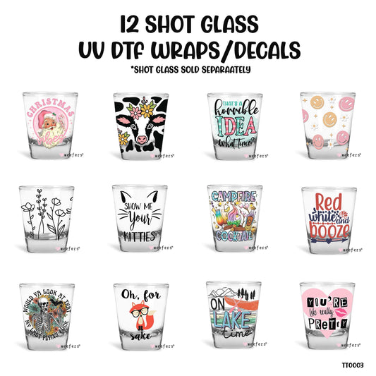 12 Shot Glass UV DTF Wraps - Decals Bundle - Vol. 2 - Weefers