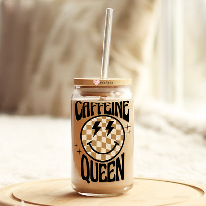 Caffeine Queen 16oz Libbey Glass Can UV DTF or Sublimation Decal Transfer - Weefers