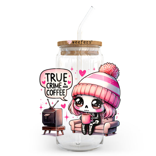 True Crime And Coffee 20oz Libbey Glass Can, 34oz Hip Sip, 40oz Tumbler, 24oz Cold Cup UV DTF or Sublimation Decal Transfer - Weefers