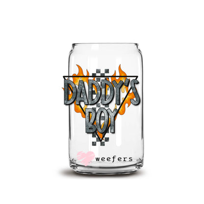 Daddy's Boy Flames 16oz Libbey Glass Can UV DTF or Sublimation  Decal - Transfer - Weefers