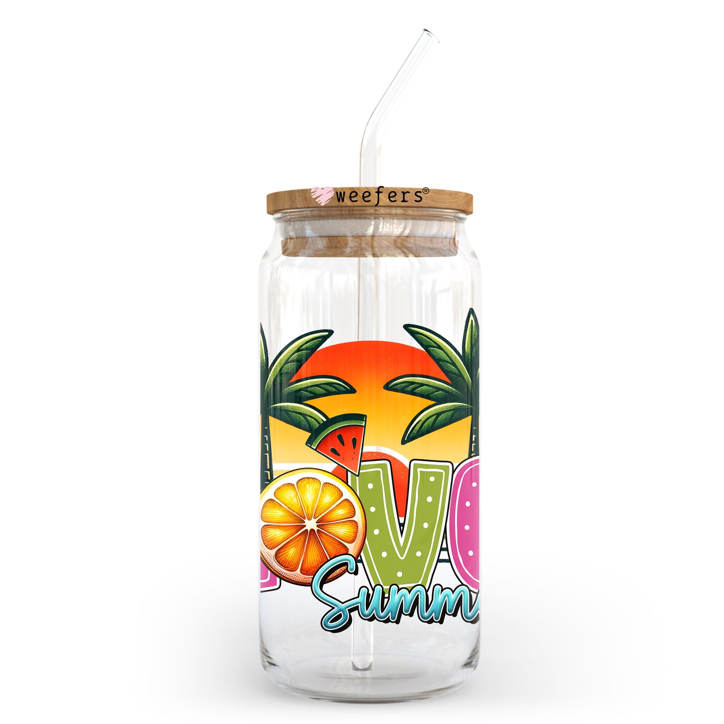 Love Summer 20oz Libbey Glass Can, 34oz Hip Sip, 40oz Tumbler, 24oz Cold Cup UV DTF or Sublimation Decal Transfer - Weefers