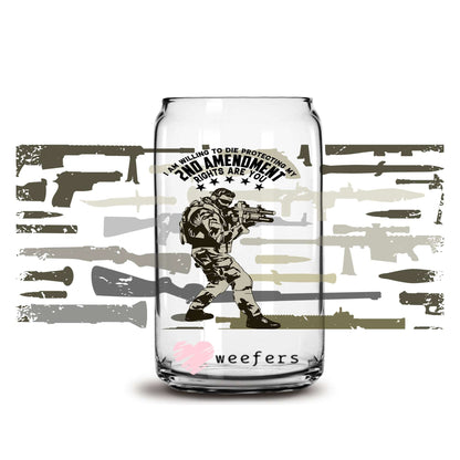 2nd Amendment 16oz Libbey Glass Can UV DTF or Sublimation Cup Wrap - Decal Transfer - Weefers