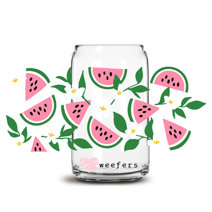 a glass jar filled with watermelon slices