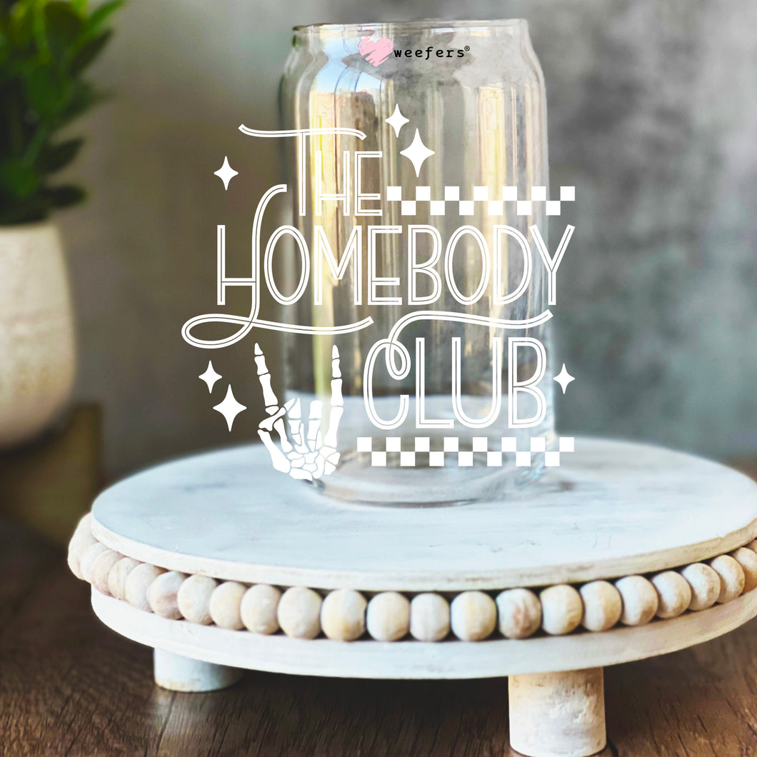 a glass jar with the words the homeboy club on it