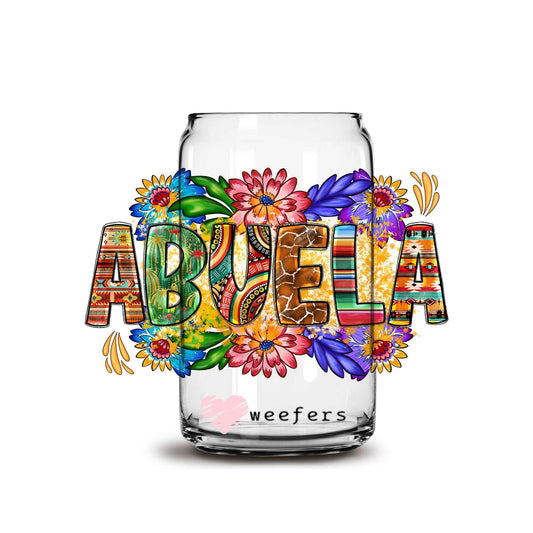 Abuela Mother's Day 16oz Libbey Glass Can UV DTF or Sublimation Wrap - Decal - Weefers