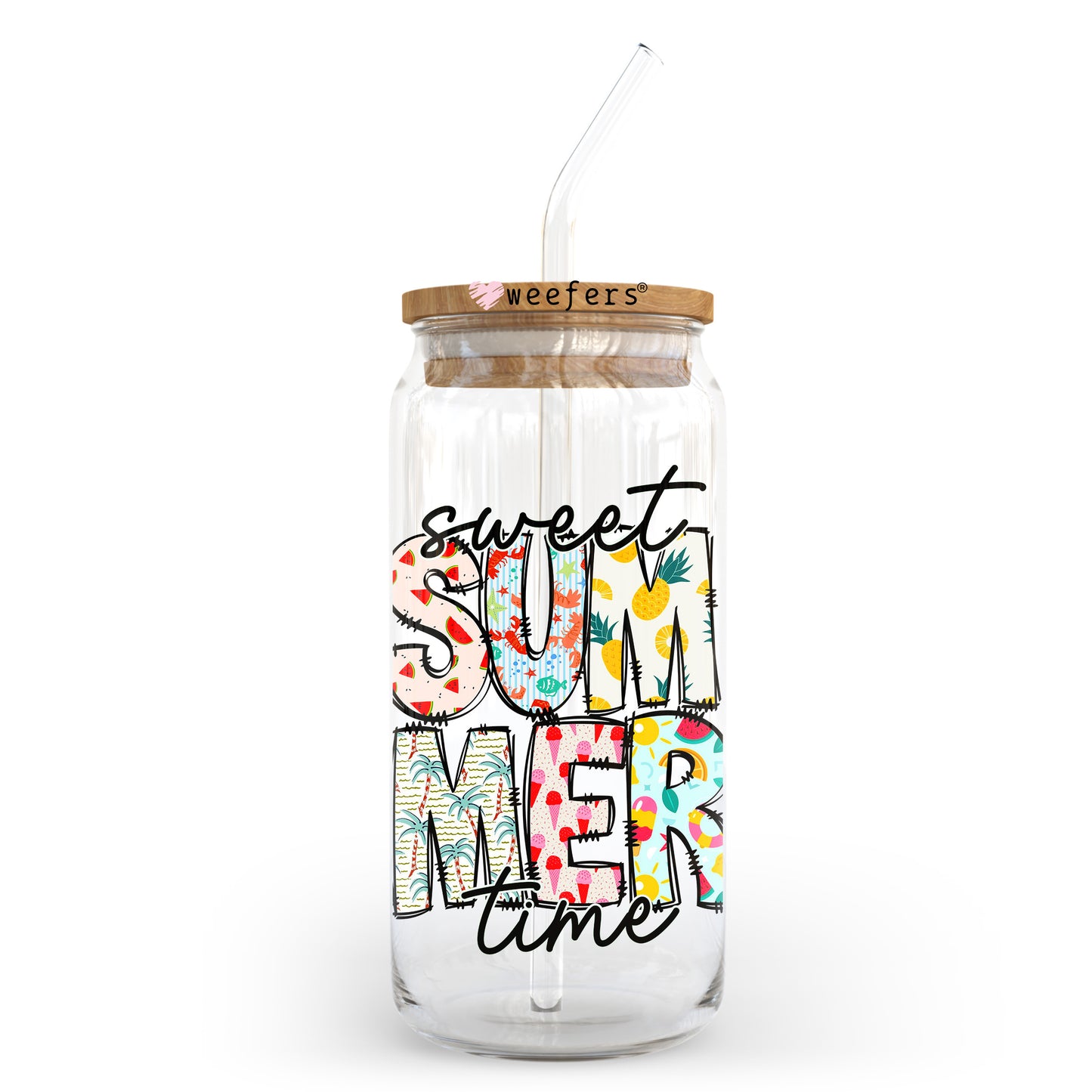 Sweet Summertime Tropical 20oz Libbey Glass Can UV DTF or Sublimation Decal Transfer - Weefers