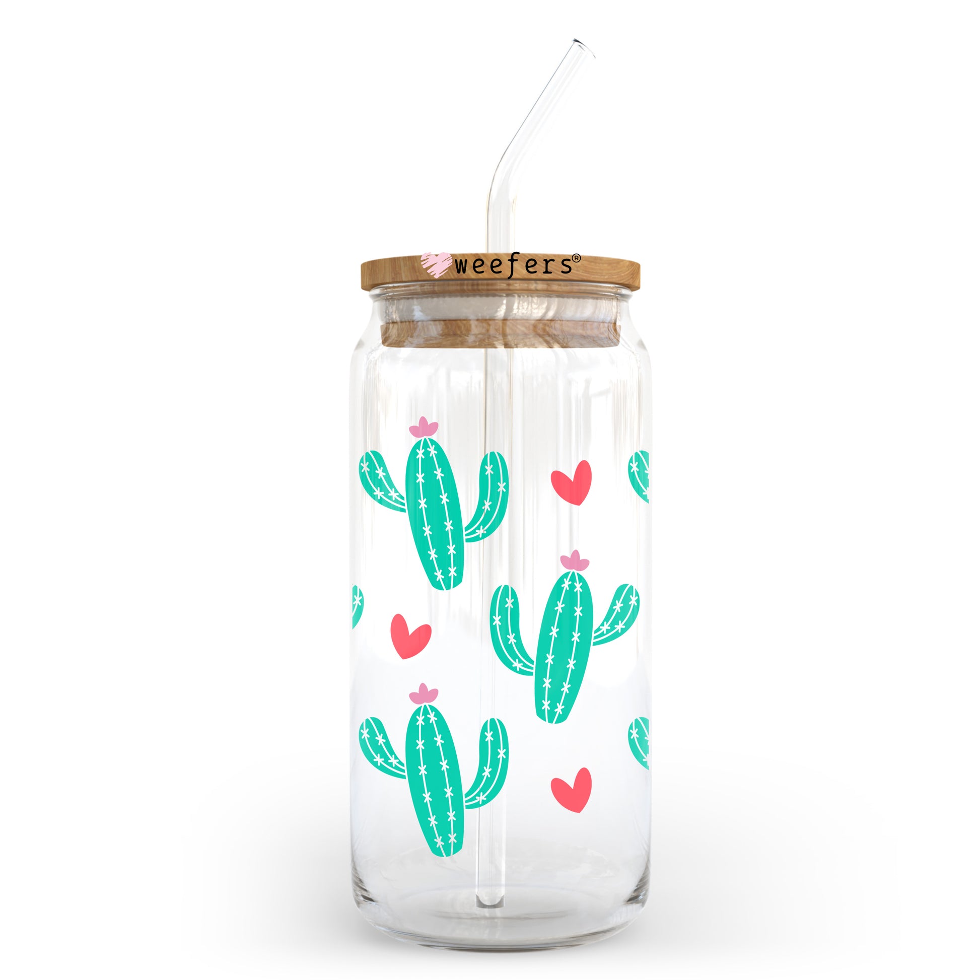 Cactus Hearts 20oz Libbey Glass Can, 34oz Hip Sip, 40oz Tumbler, 24oz Cold Cup UV DTF or Sublimation Decal Transfer - Weefers