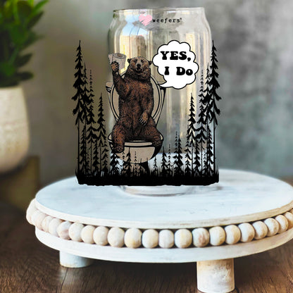 Does a Bear Poop in the Woods 16oz Libbey Glass Can UV DTF or Sublimation Wrap Decal Transfer - Weefers