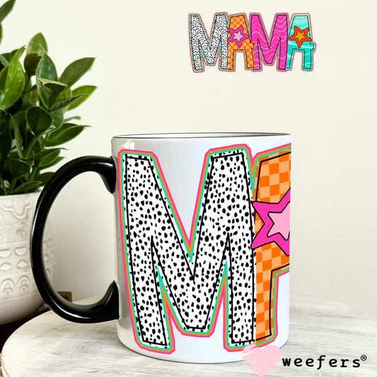 Mama Orange Pink Teal UV DTF Decal 11oz Coffee Mug Weefers