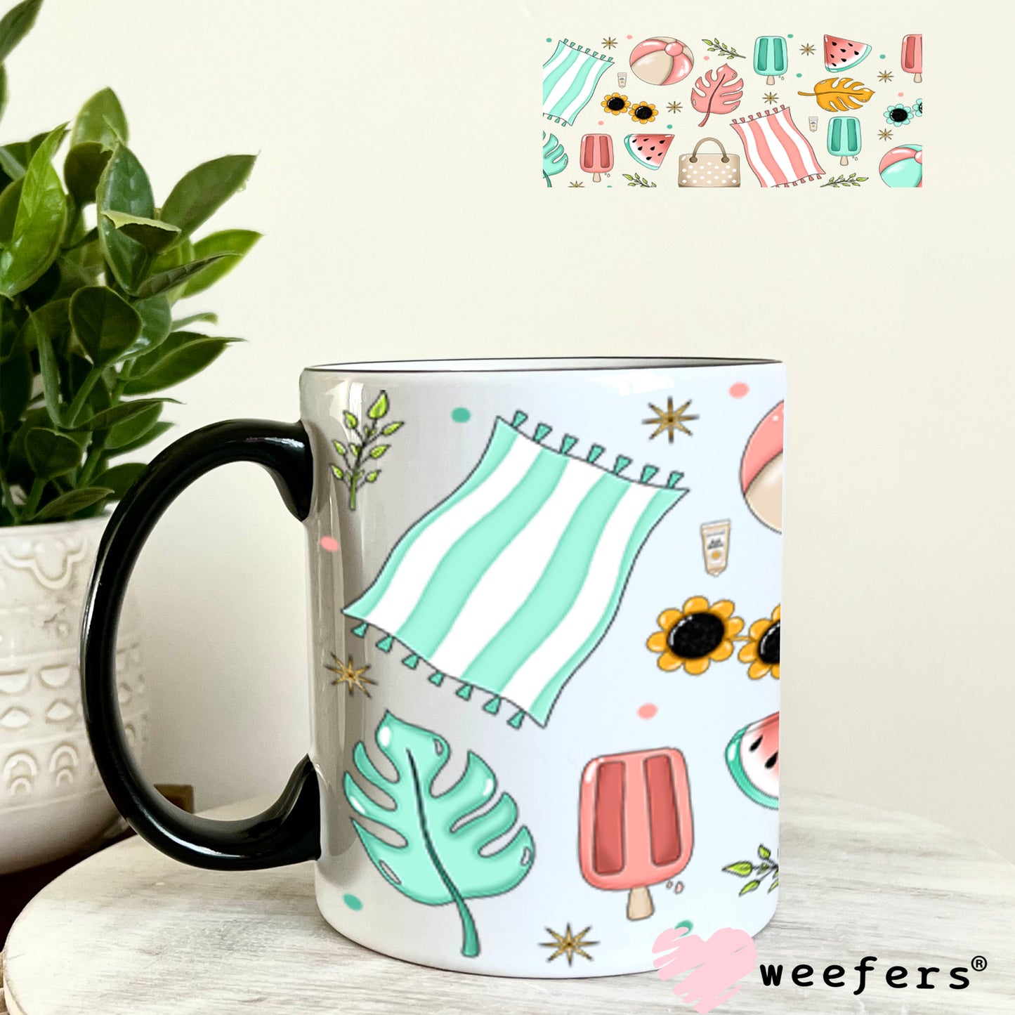 Beach Days Summer Vibes UV DTF Cup Wrap - Weefers Exclusive Wrap 11oz Coffee Mug Weefers