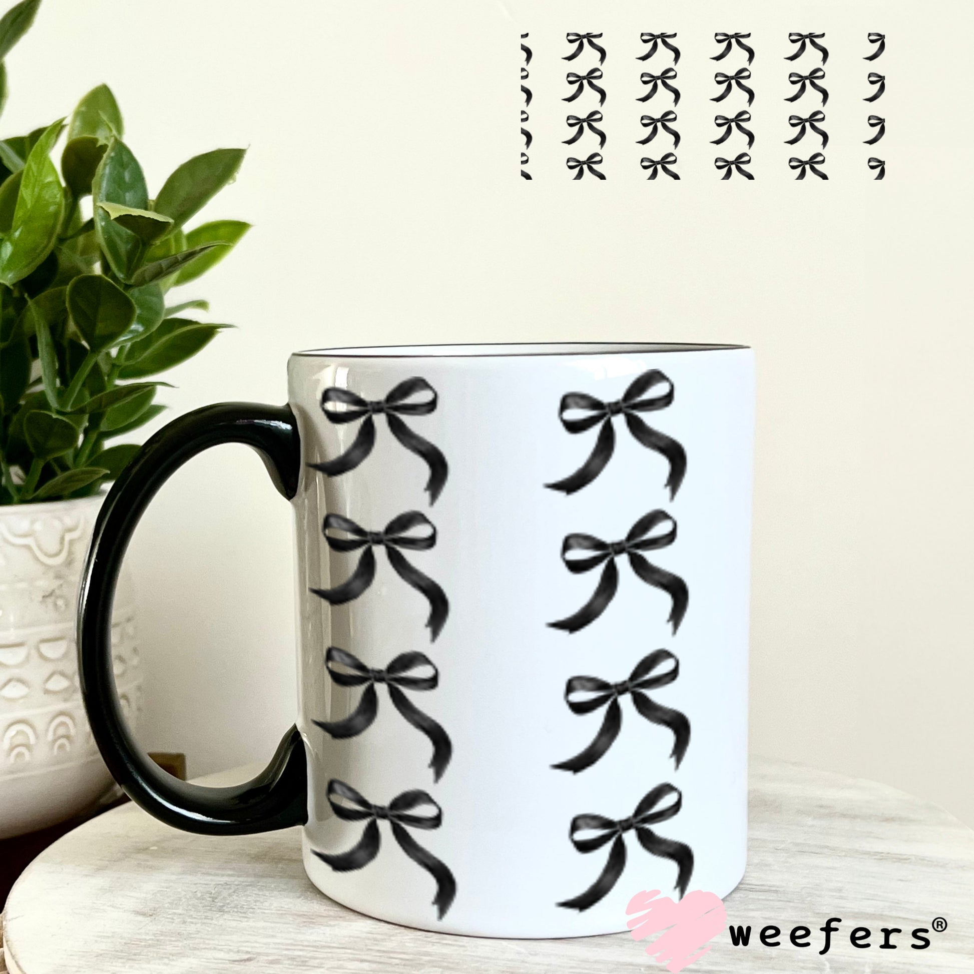 Dainty Black Bows Elements UV DTF Cup Wrap - Weefers Exclusive Wrap Weefers