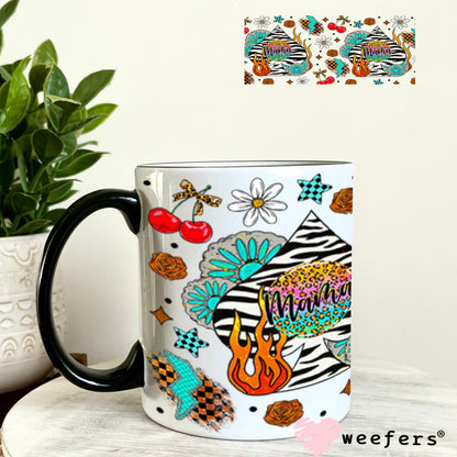 Mama Zebra Spade Lightening Bolts UV DTF Cup Wrap - Weefers Exclusive Wrap Weefers