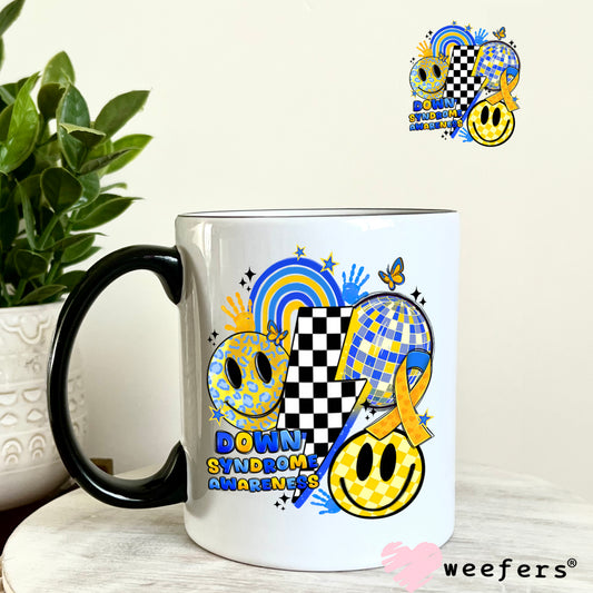 Retro Down Syndrome Lightening Bolt UV DTF Decal 11oz Coffee Mug Weefers