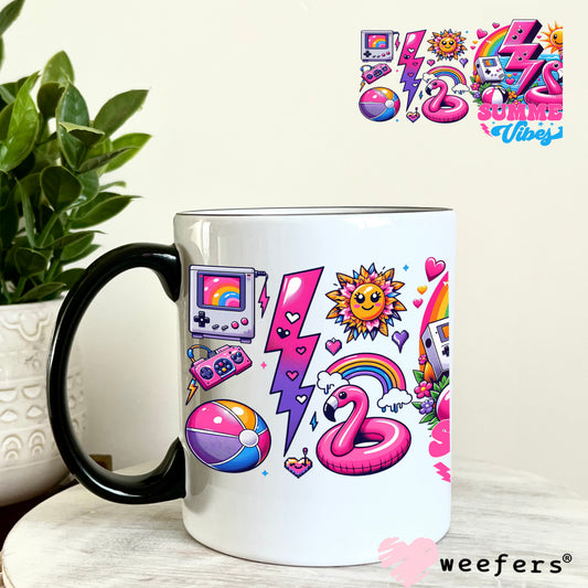 Summer Vibes Flamingo Floaty UV DTF Cup Wrap 11oz Coffee Mug Weefers
