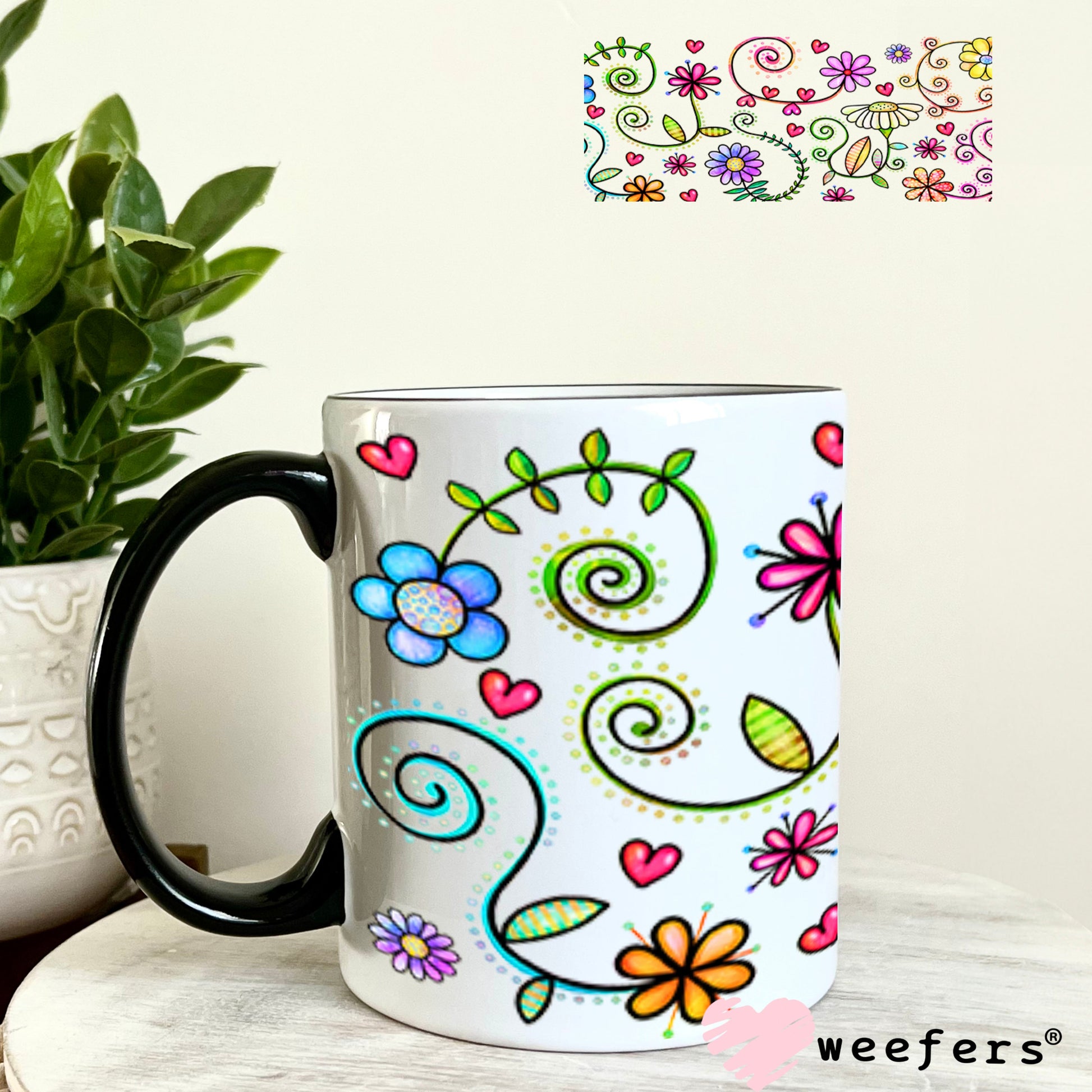 Whimsical Flowers UV DTF Cup Wrap - Weefers Exclusive Wrap 11oz Coffee Mug Cup Wrap Weefers