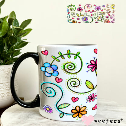 Whimsical Flowers UV DTF Cup Wrap - Weefers Exclusive Wrap 11oz Coffee Mug Cup Wrap Weefers